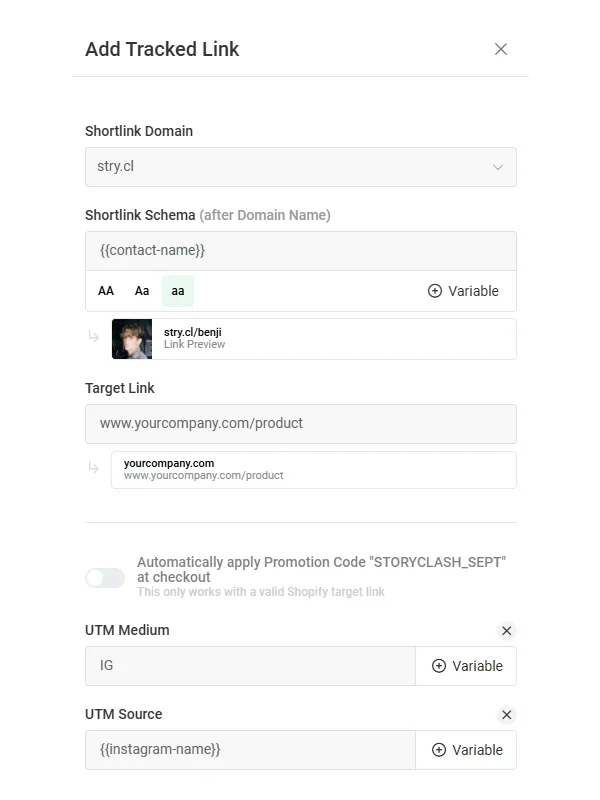Track influencer UTM links
